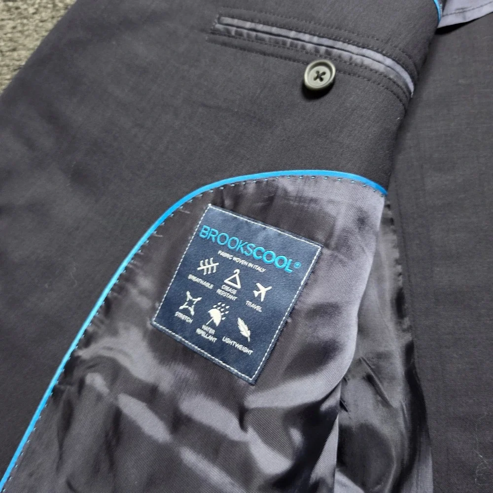 Brooks Brothers Blazer Navy Mens 46R Regent BrooksCool Travel Wool Sport Coat